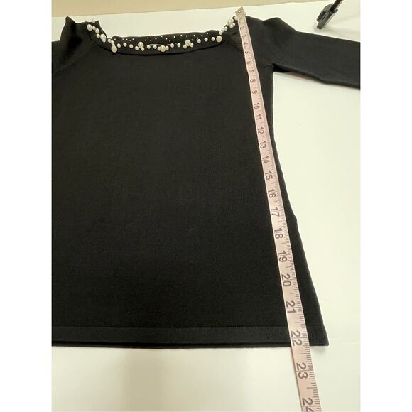 Anne Fontaine Primera Top Black Off The Shoulder Sweater With Pearls Size 38 (US - Picture 7 of 12